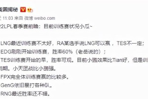 关于LPL各大战队训练赛情况曝光。